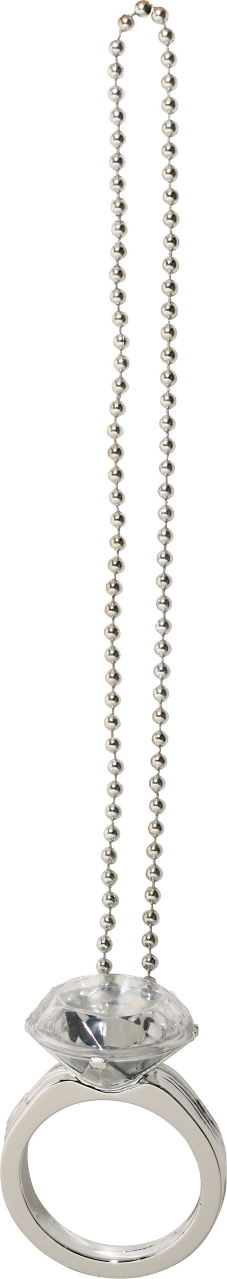 Collier de perles avec bague de fiançailles géante Front_Flat
