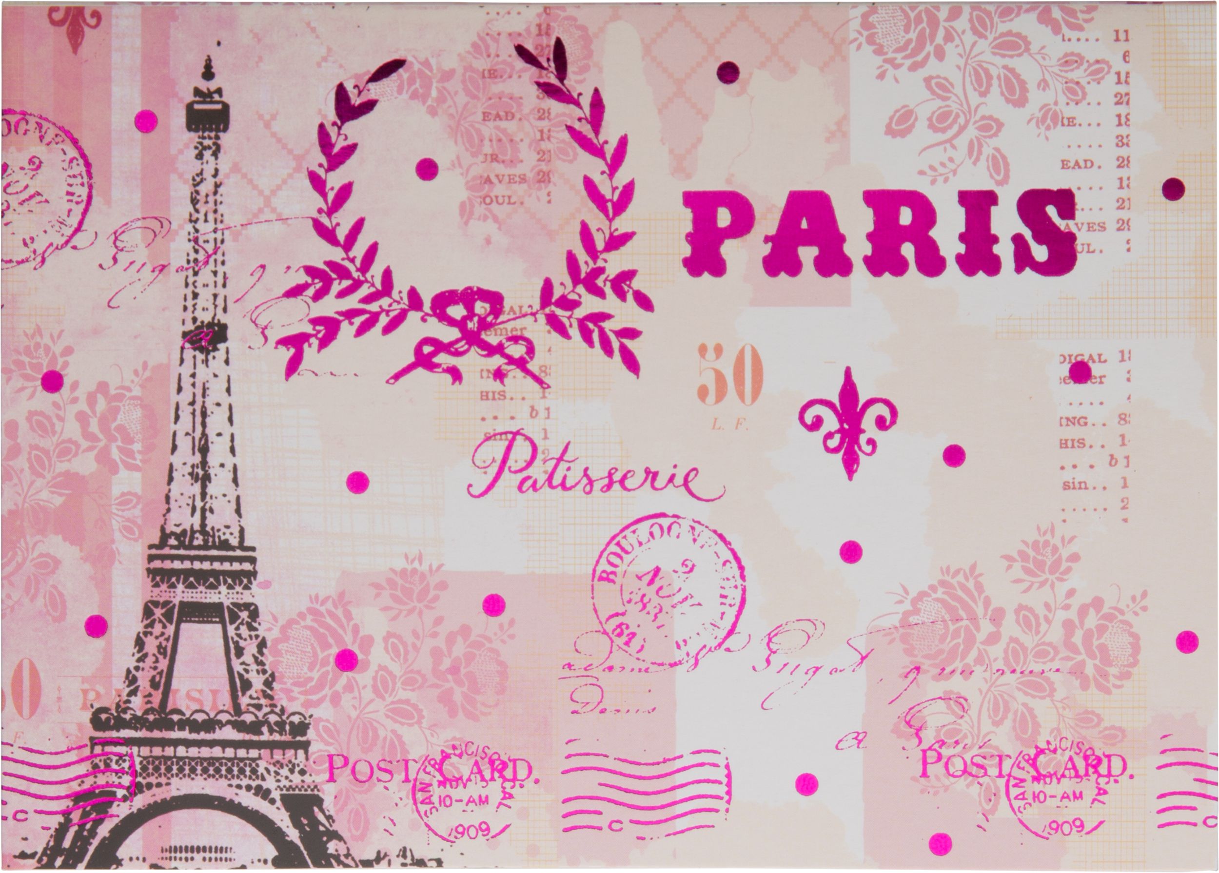 Fiches de notes métalliques Paris, rose, paq. 20 Front_Flat