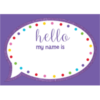 Glitter Hello Name Tags, 60-pk Front_Flat