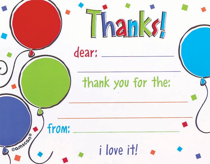 Balloon Scribble Thank You Notes, 8-pk | Party City