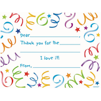 Cartes de remerciement à remplir, serpentins, paq. 8 Front_Flat