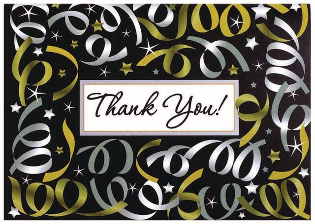 Silver Streamer Thank You Cards, 20-pk Front_Flat
