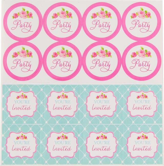 Glitter Stripes & Roses Invitations, 8-pk Front_Flat