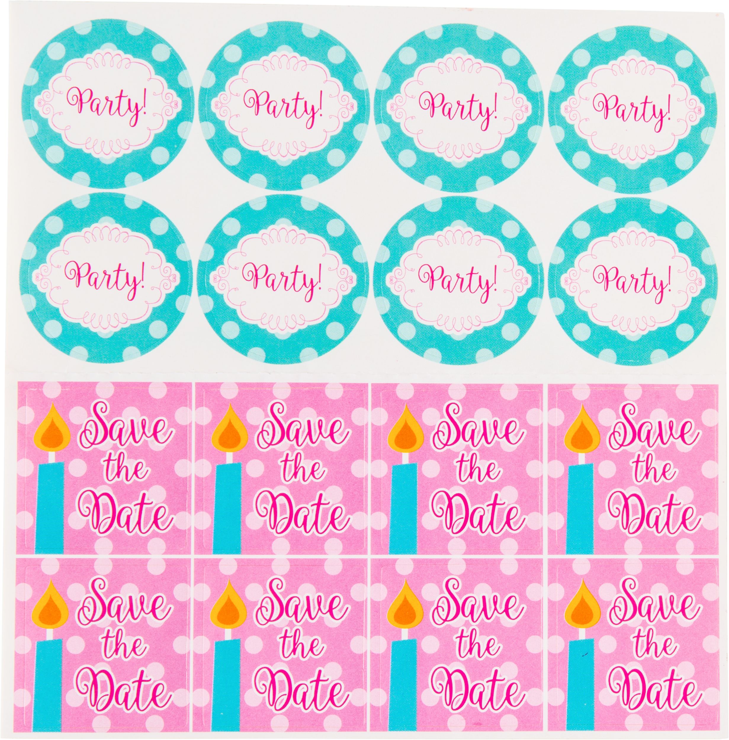 Glitter Pink & Teal Cake Invitations, 8-pk Overhead_Flat