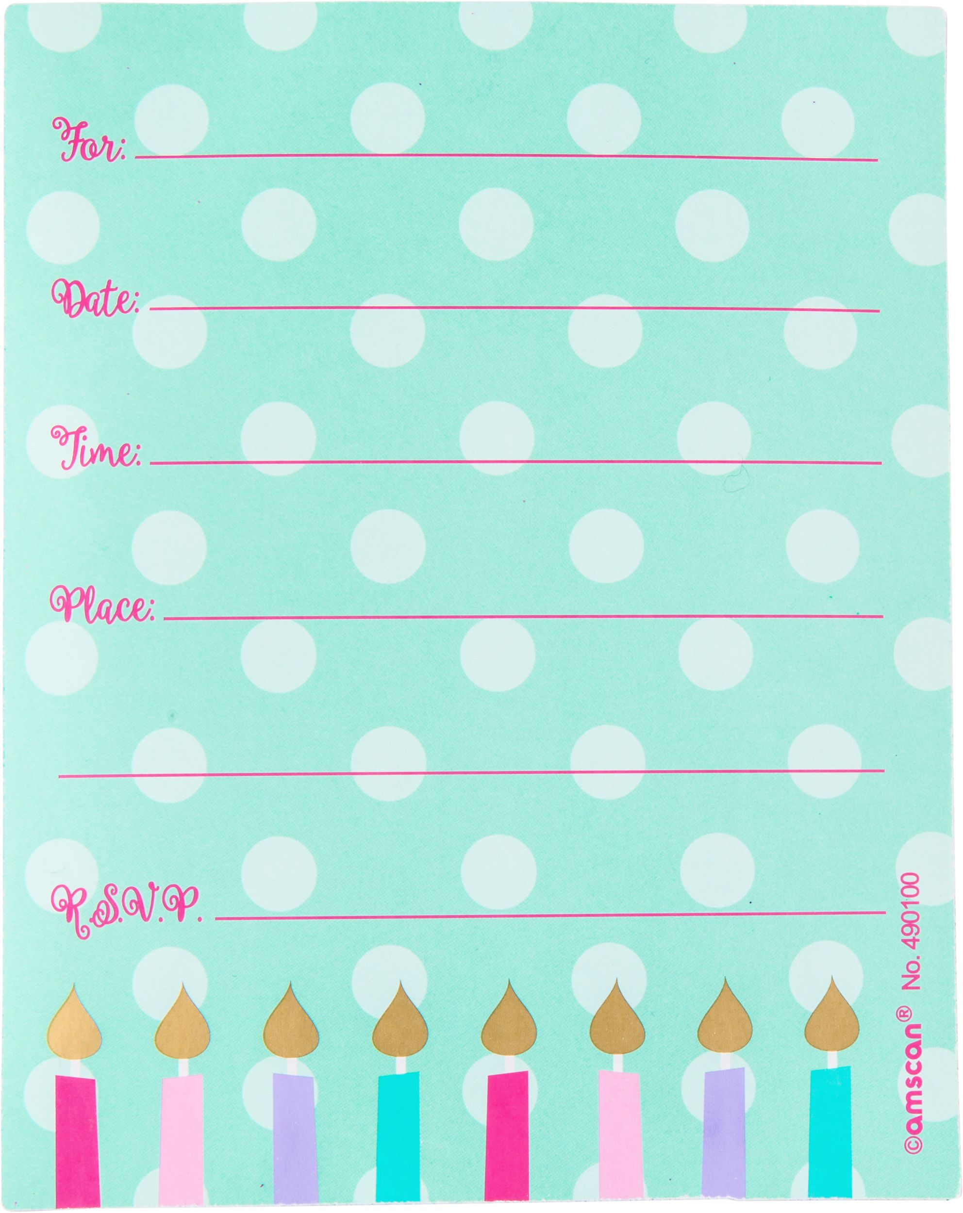 Glitter Pink & Teal Cake Invitations, 8-pk Front_Flat