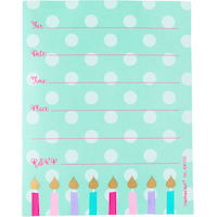 Glitter Pink & Teal Cake Invitations, 8-pk Front_Flat