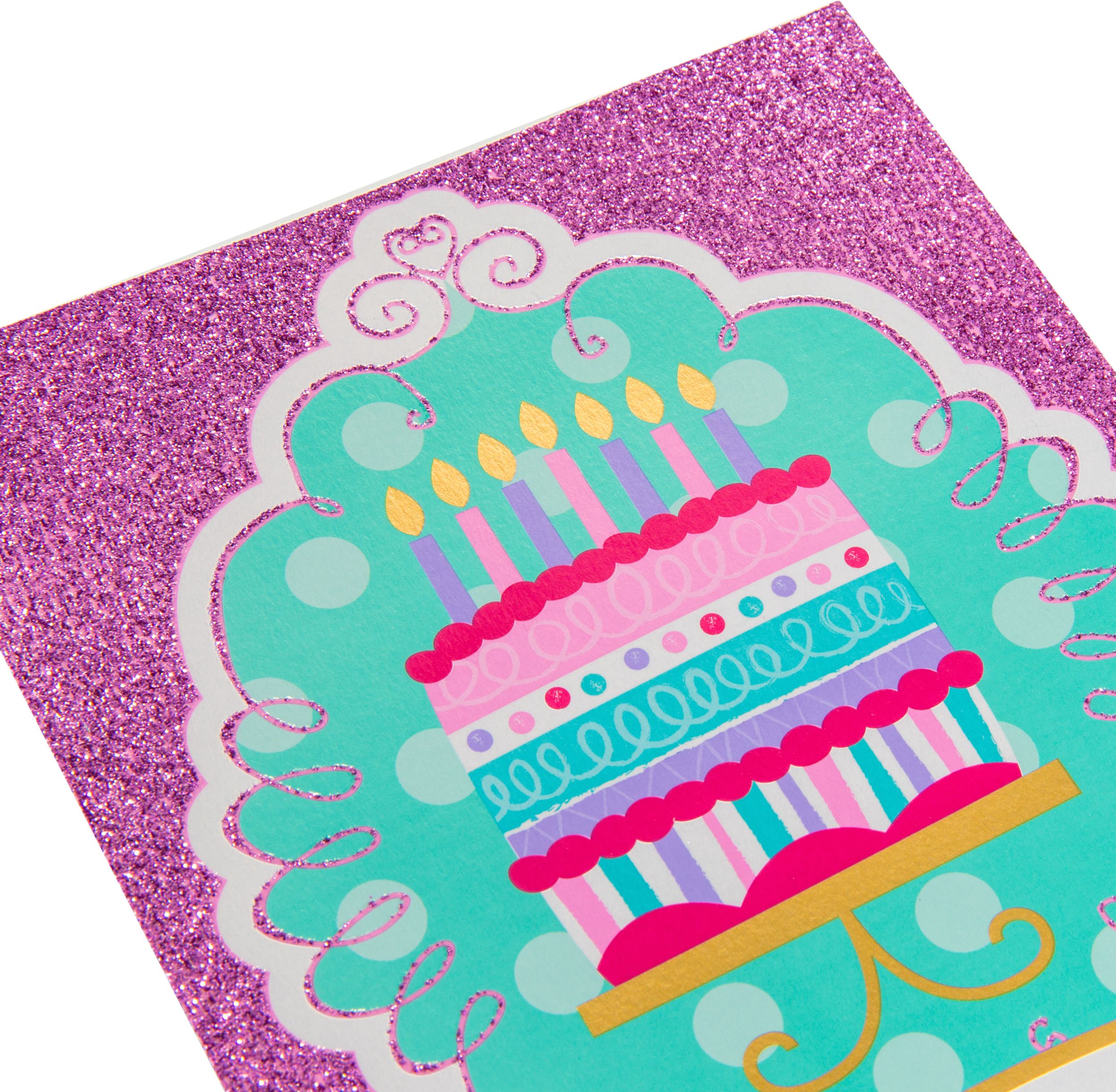 Glitter Pink & Teal Cake Invitations, 8-pk CloseUp