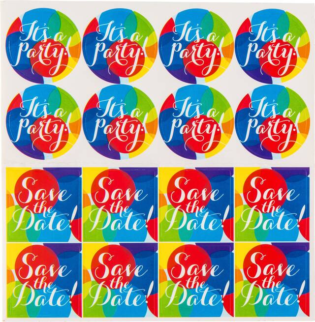 Metallic Rainbow Balloon Invitations, 8-pk Front_Flat