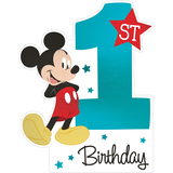 Disney Mickey Mouse "1st Birthday" Paper Party Invitations with Envelopes, Blue/White, 8-pk, for Birthday Party Front_Flat