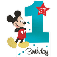 Disney Mickey Mouse "1st Birthday" Paper Party Invitations with Envelopes, Blue/White, 8-pk, for Birthday Party Front_Flat