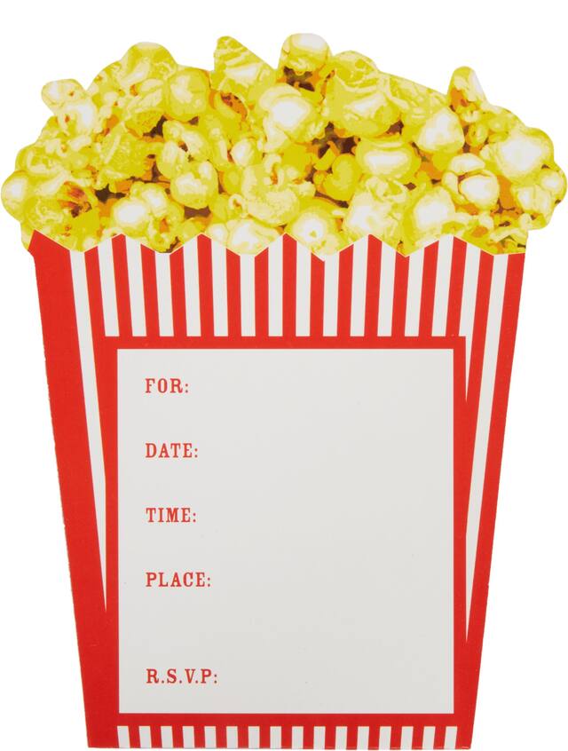 Movie Night Popcorn Invitations, 8-pk Front_Flat