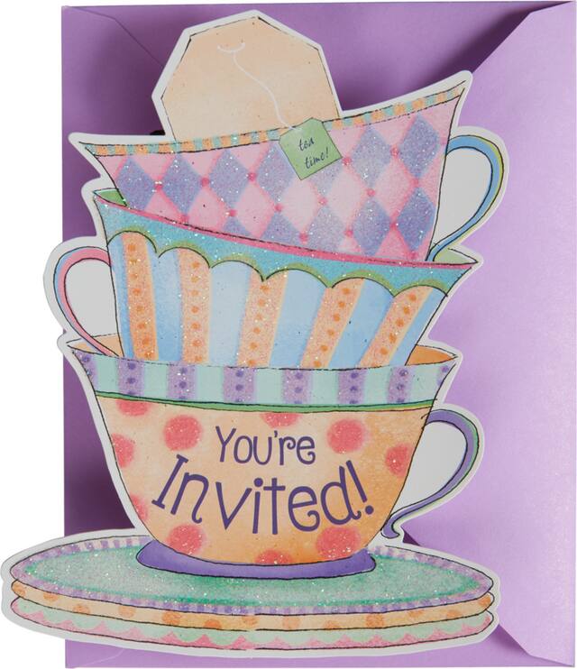 Glitter Tea Cup Invitations, 8pk Party City