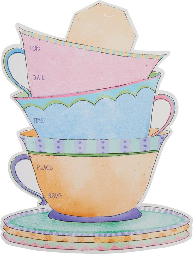 Invitations Tasse de thé scintillante, paq. 8 Front_Flat