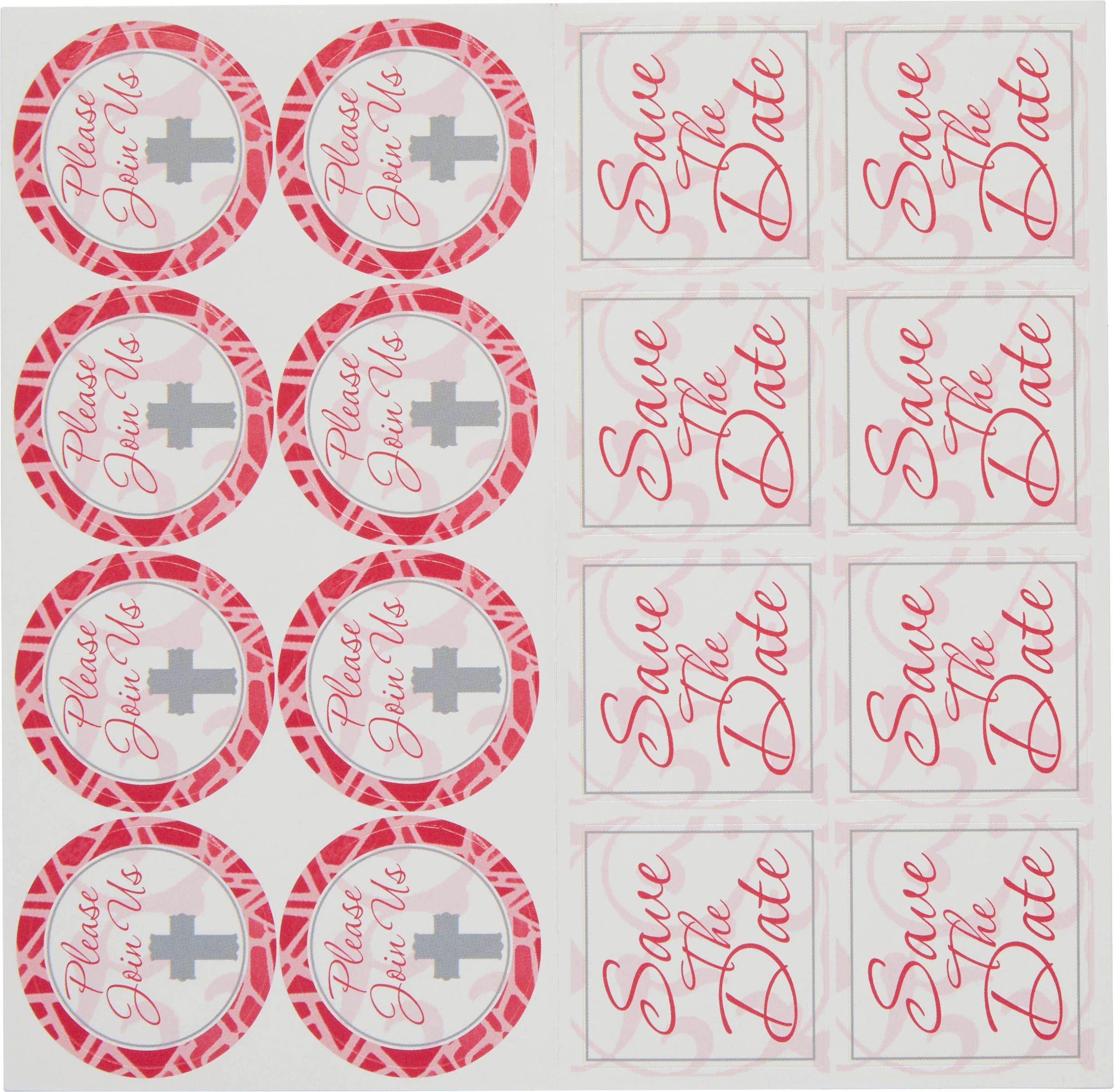 Invitations avec croix rose fantaisie, grand, paq. 8 Overhead_Flat