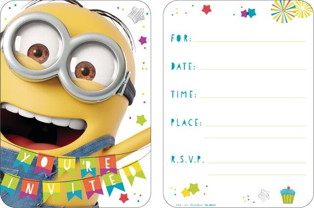 Premium 3D Despicable Me Minion Invitations, 8-pk Overhead_Flat
