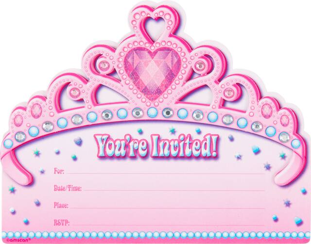Invitation géante de princesse, paq. 8 Front_Flat
