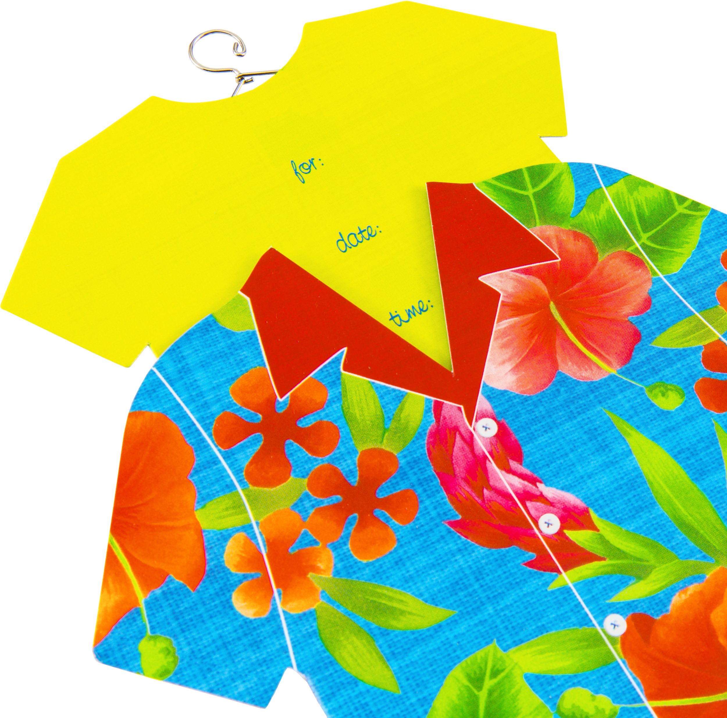 Premium Sliding Hawaiian Shirt Invitations, 8-pk CloseUp