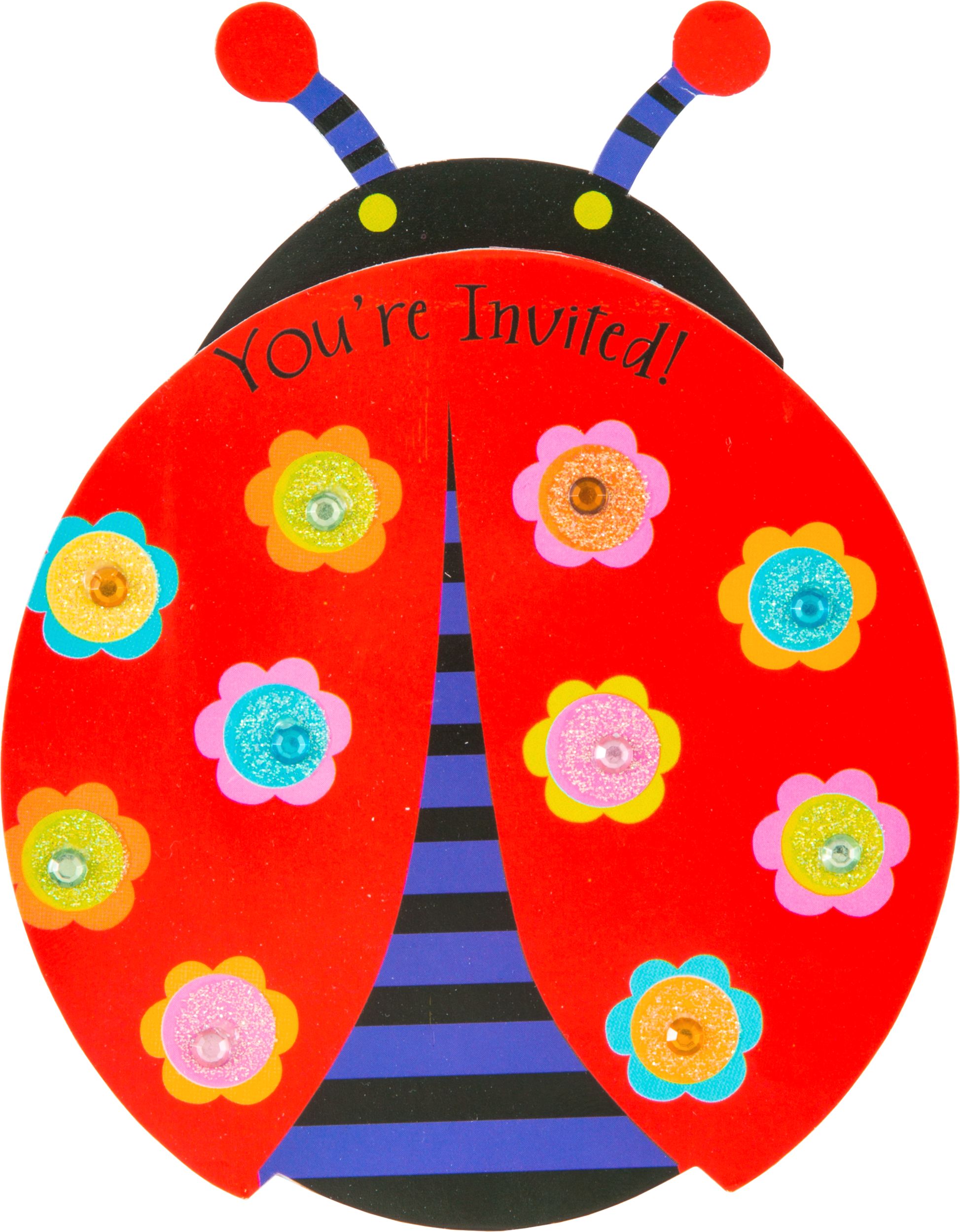 Ladybug Invitation, 8-pk Back_Flat