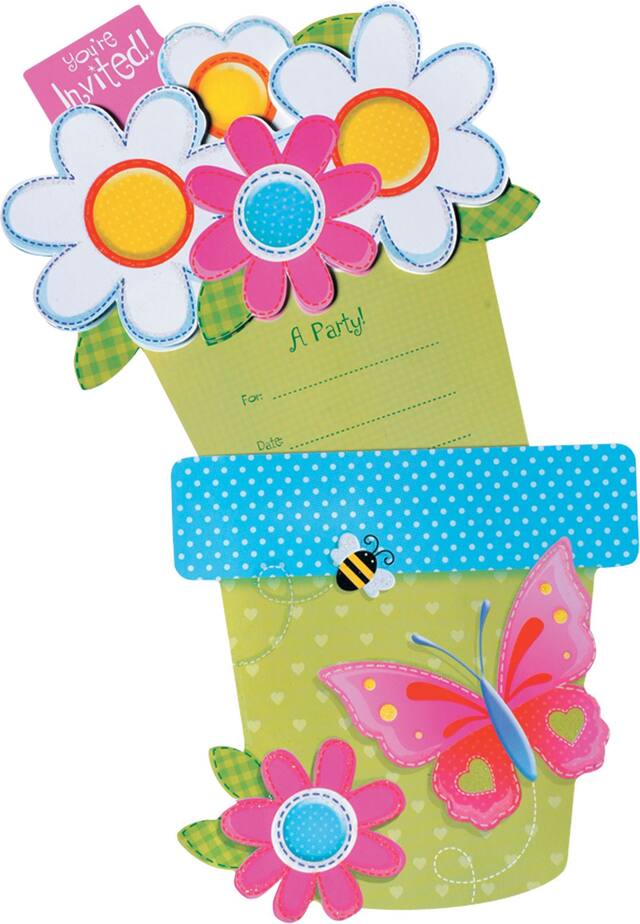 Invitation géante Jardin fille, paq. 8 Front_Flat