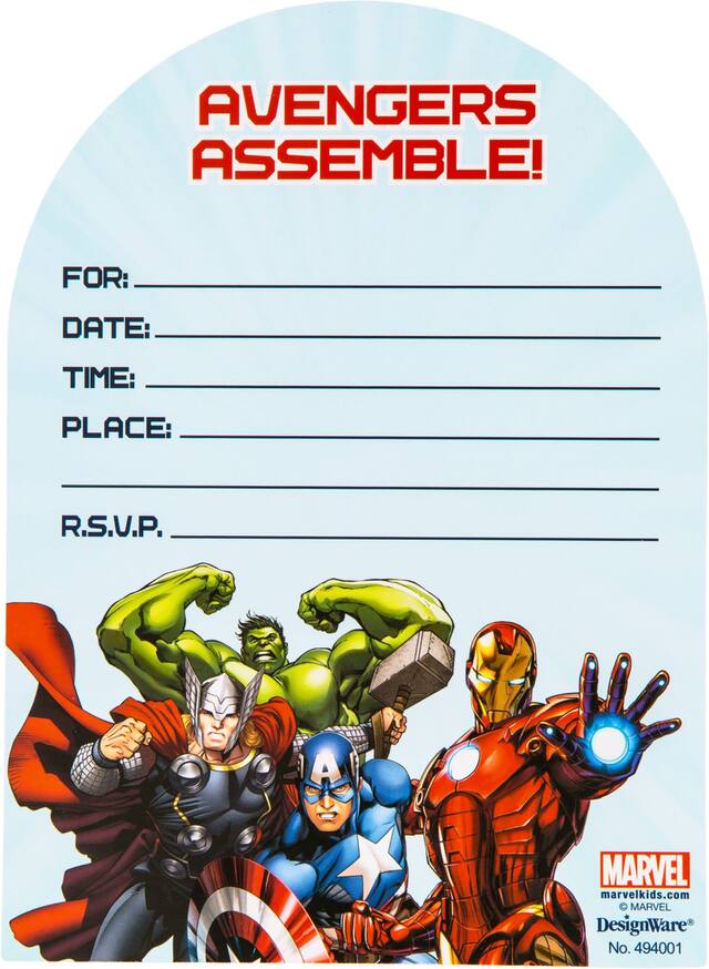 Premium Prismatic Avengers Invitations, 8-pk Front_Flat