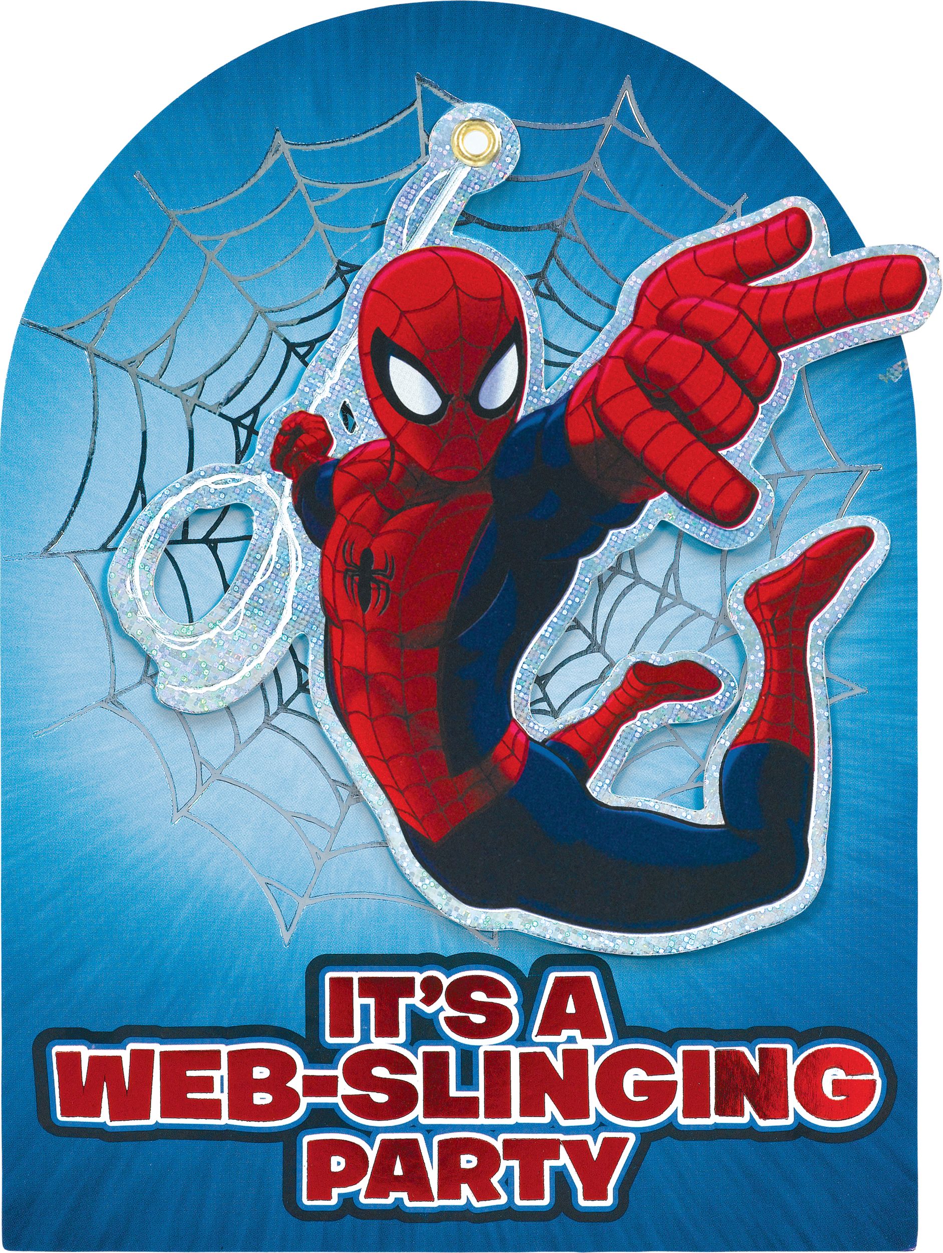 Invitations Spider-Man de luxe, prismatique, paq. 8 Front_Flat