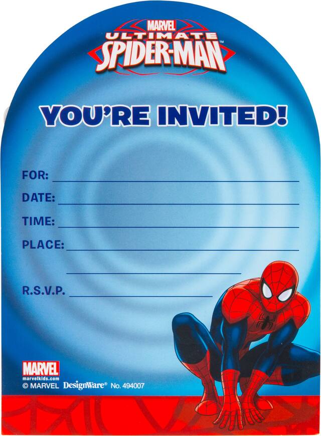 Premium Prismatic Spider-Man Invitations, 8-pk Front_Flat