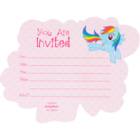 My Little Pony Premium Glitter Pinkie Pie Invitations, 8-pk Front_Flat