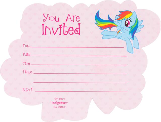 Invitations scintillantes Pinkie Pie de luxe, Mon petit poney, paq. 8 Front_Flat