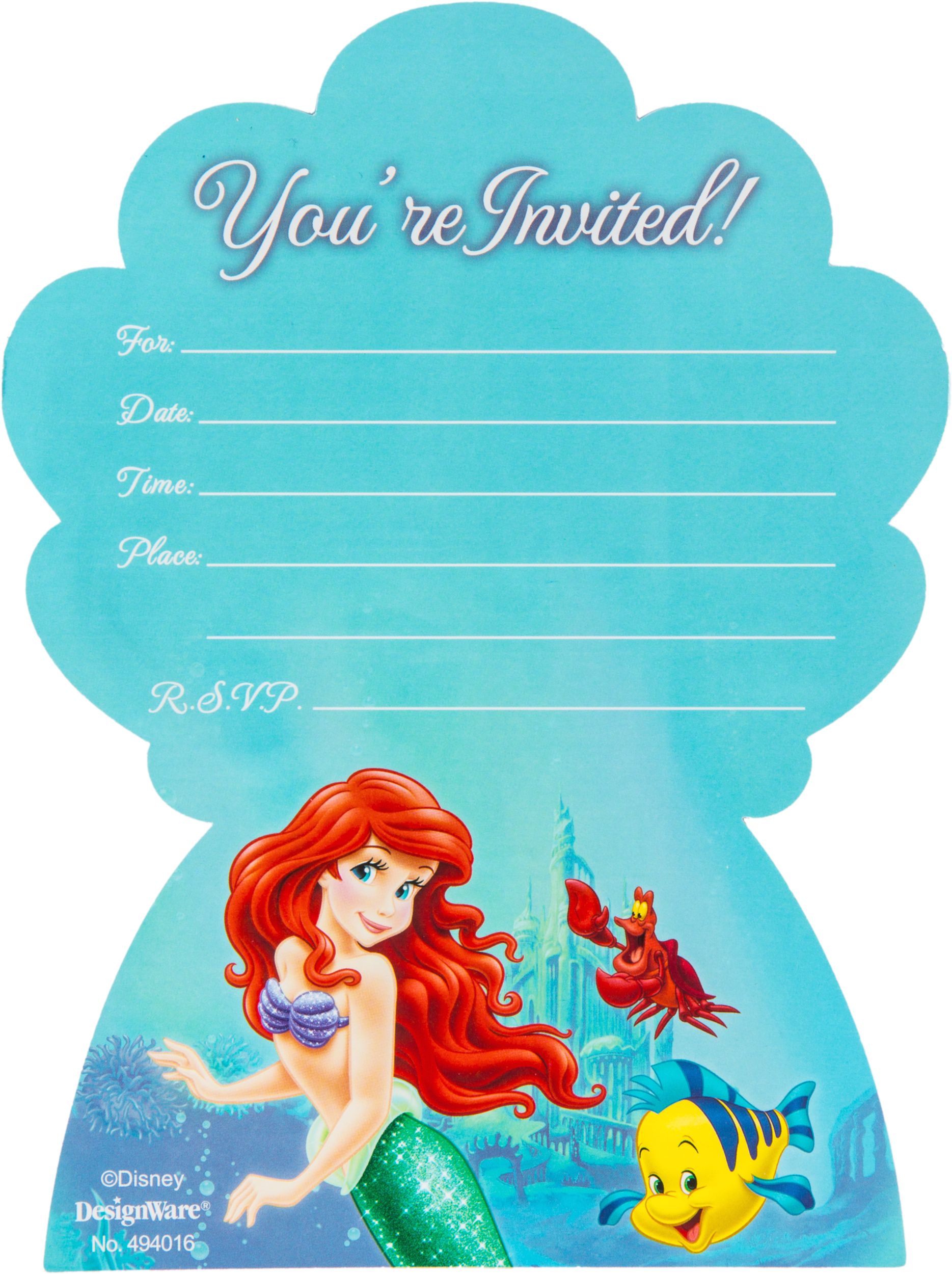 Premium 3D The Little Mermaid Ariel Invitations, 8-pk Front_Flat