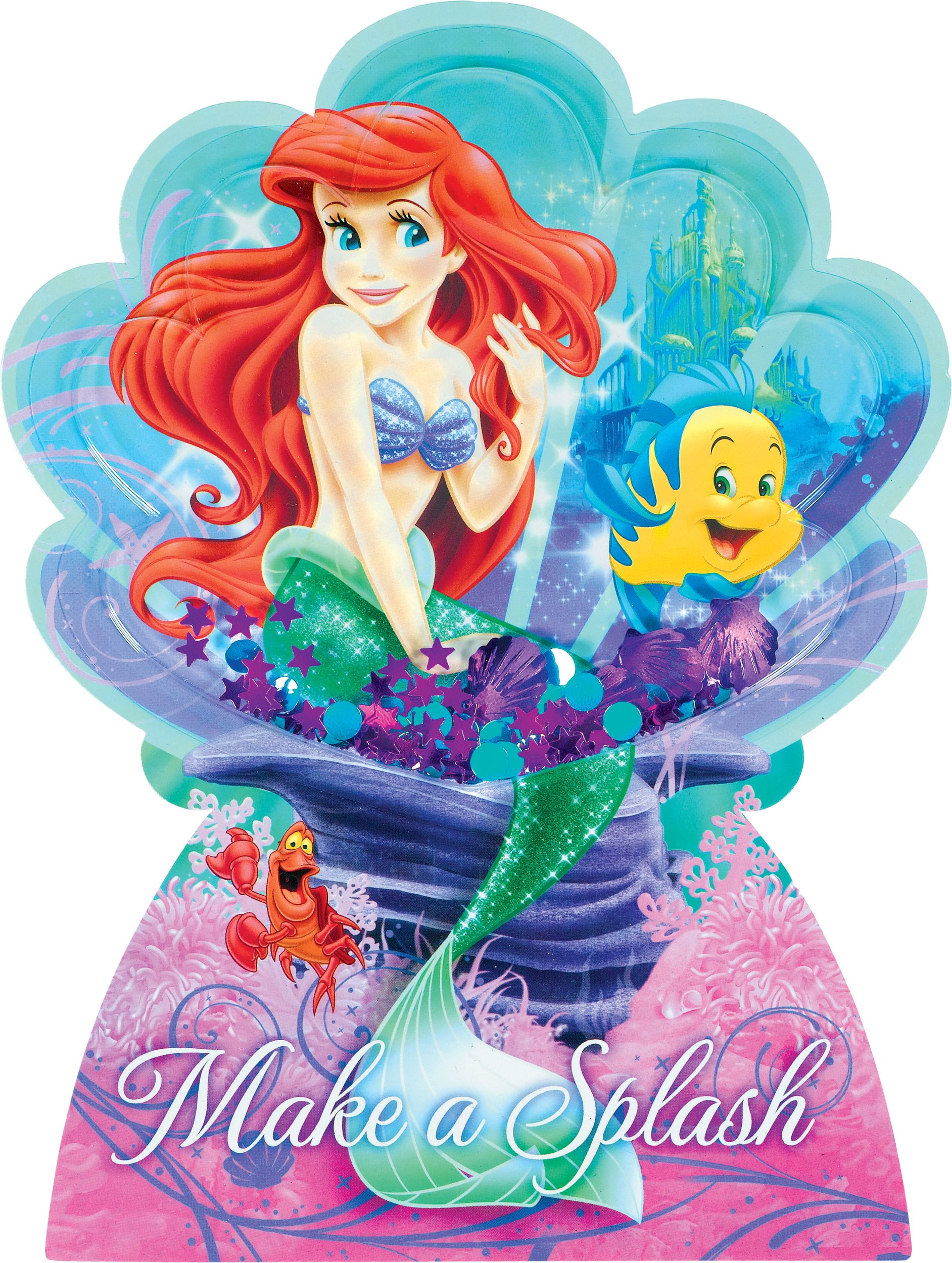 Premium 3D The Little Mermaid Ariel Invitations, 8-pk Front_Flat