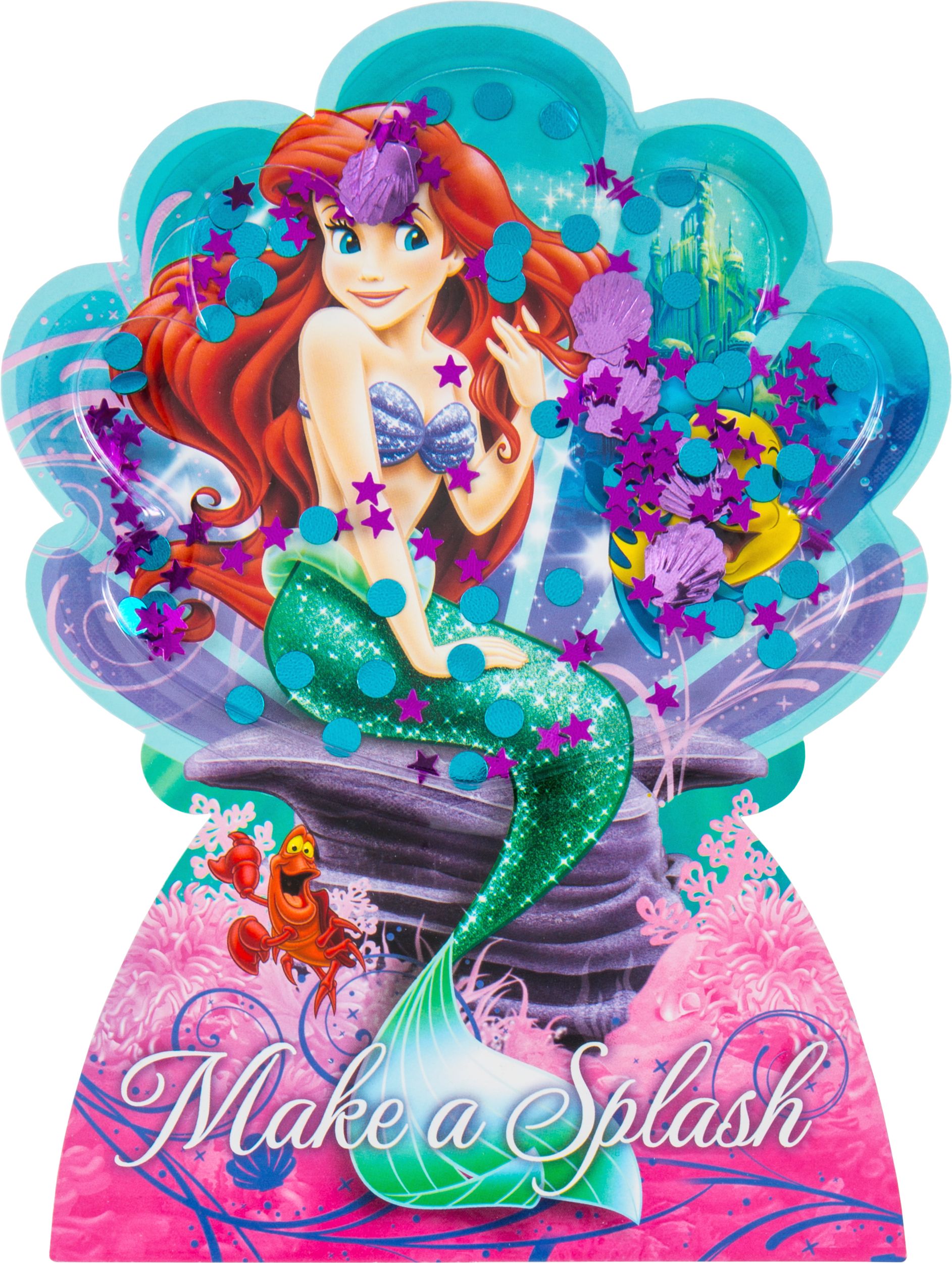 Premium 3D The Little Mermaid Ariel Invitations, 8-pk Back_Flat