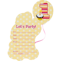 Invitations Minnie Mouse 1er anniversaire 3D de luxe, paq. 8 Front_Flat