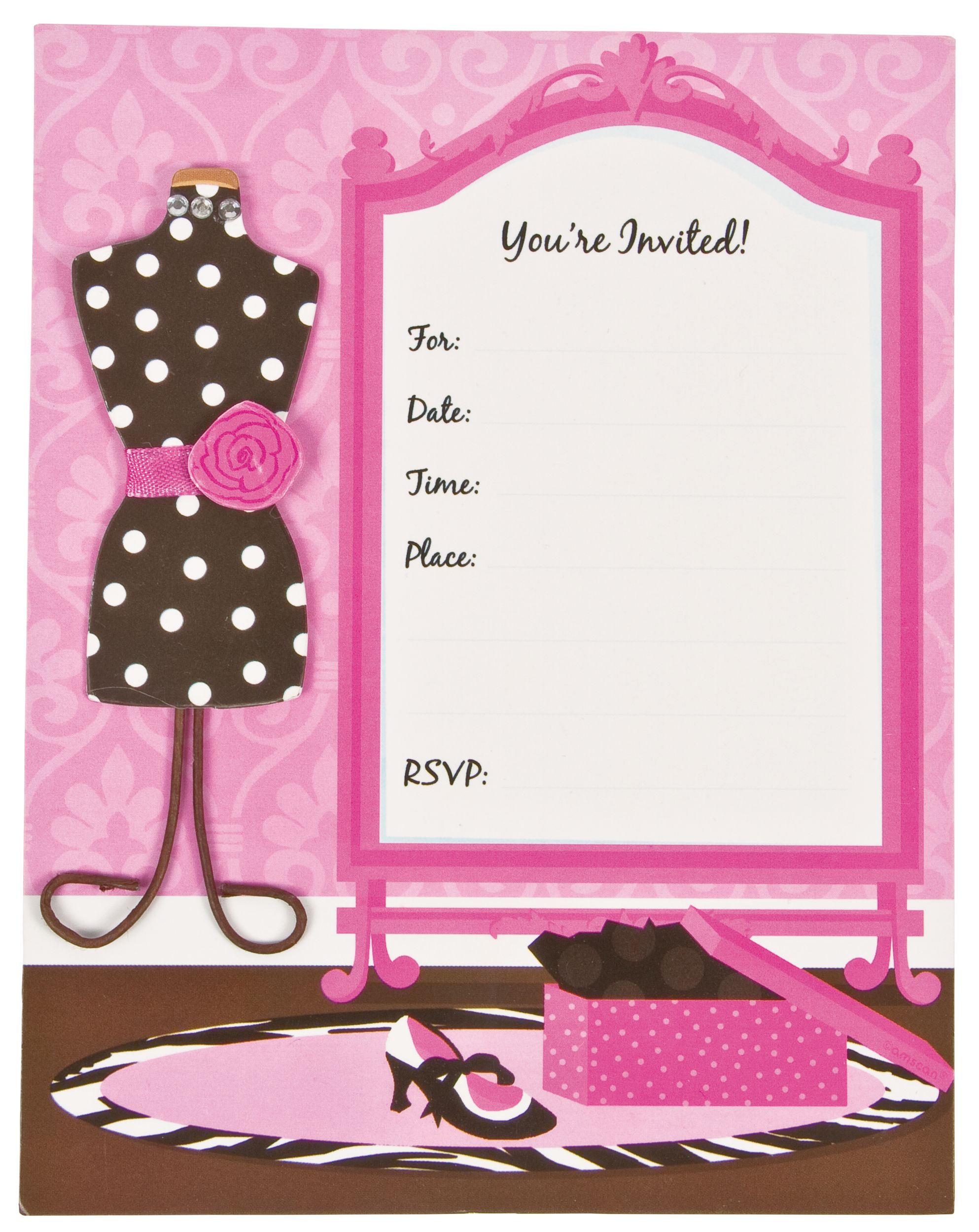 Large Fashionista Invitation, 8-pk Front_Flat
