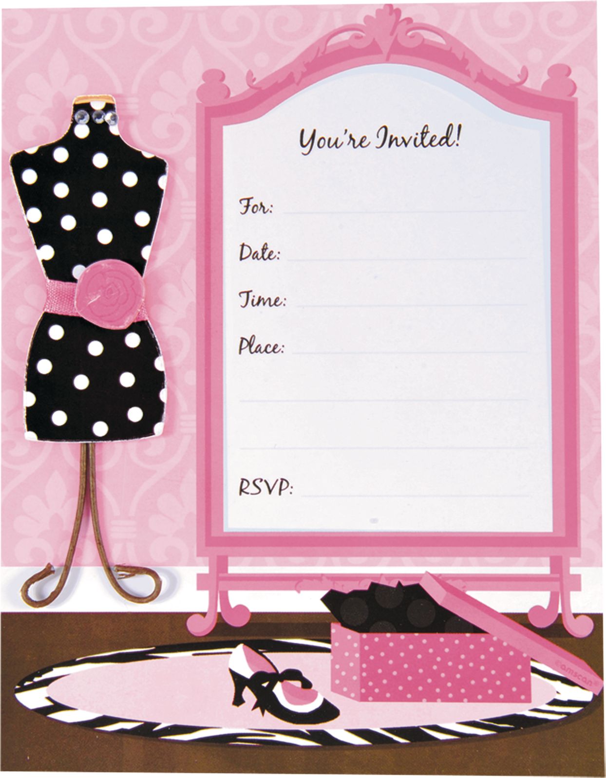 Large Fashionista Invitation, 8-pk Front_Flat