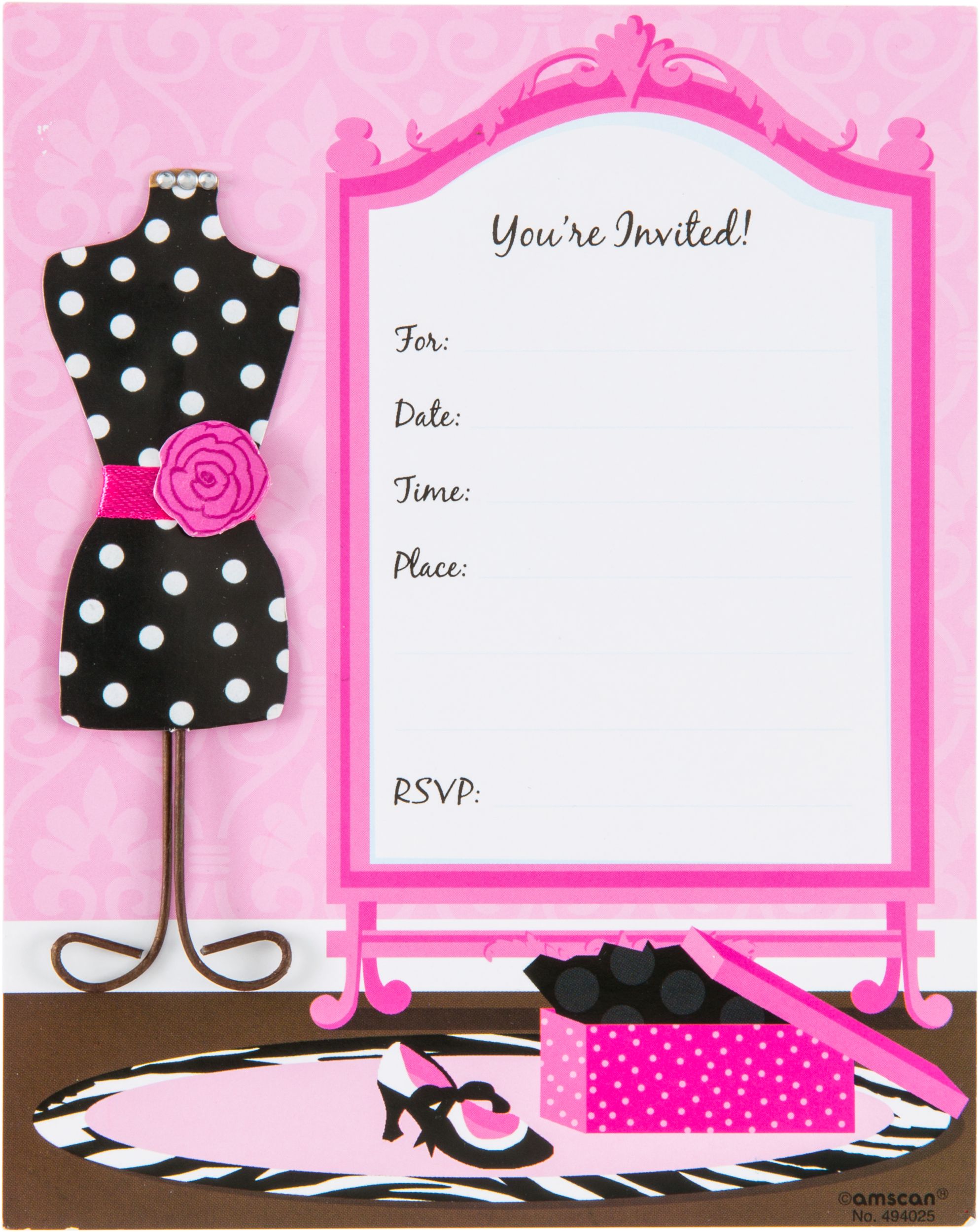Large Fashionista Invitation, 8-pk Front_Flat
