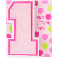 Invitation grand format 1&nbsp;an aujourd'hui, fille, paq. 8 Front_Flat