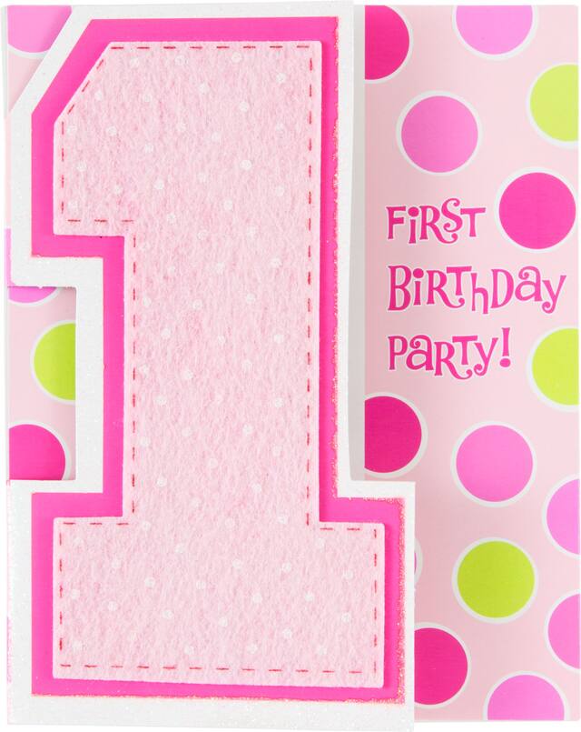 Invitation grand format 1&nbsp;an aujourd'hui, fille, paq. 8 Front_Flat