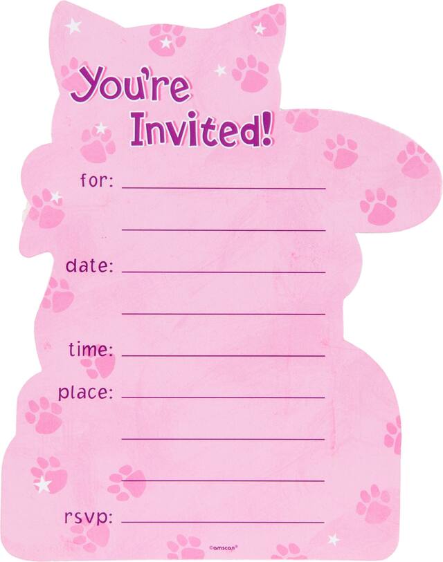 Invitations géantes Chaton câlin, paq. 8 Front_Flat