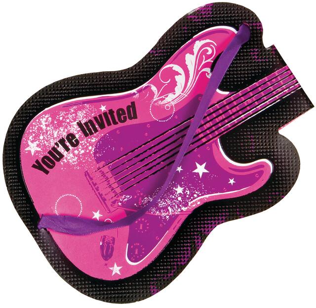 Invitations géantes Rock fille, paq. 8 Front_Flat