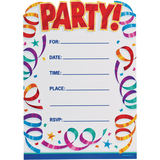 Party Streamer Postcard Invitations, 8-pk Front_Flat