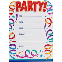 Party Streamer Postcard Invitations, 8-pk Front_Flat