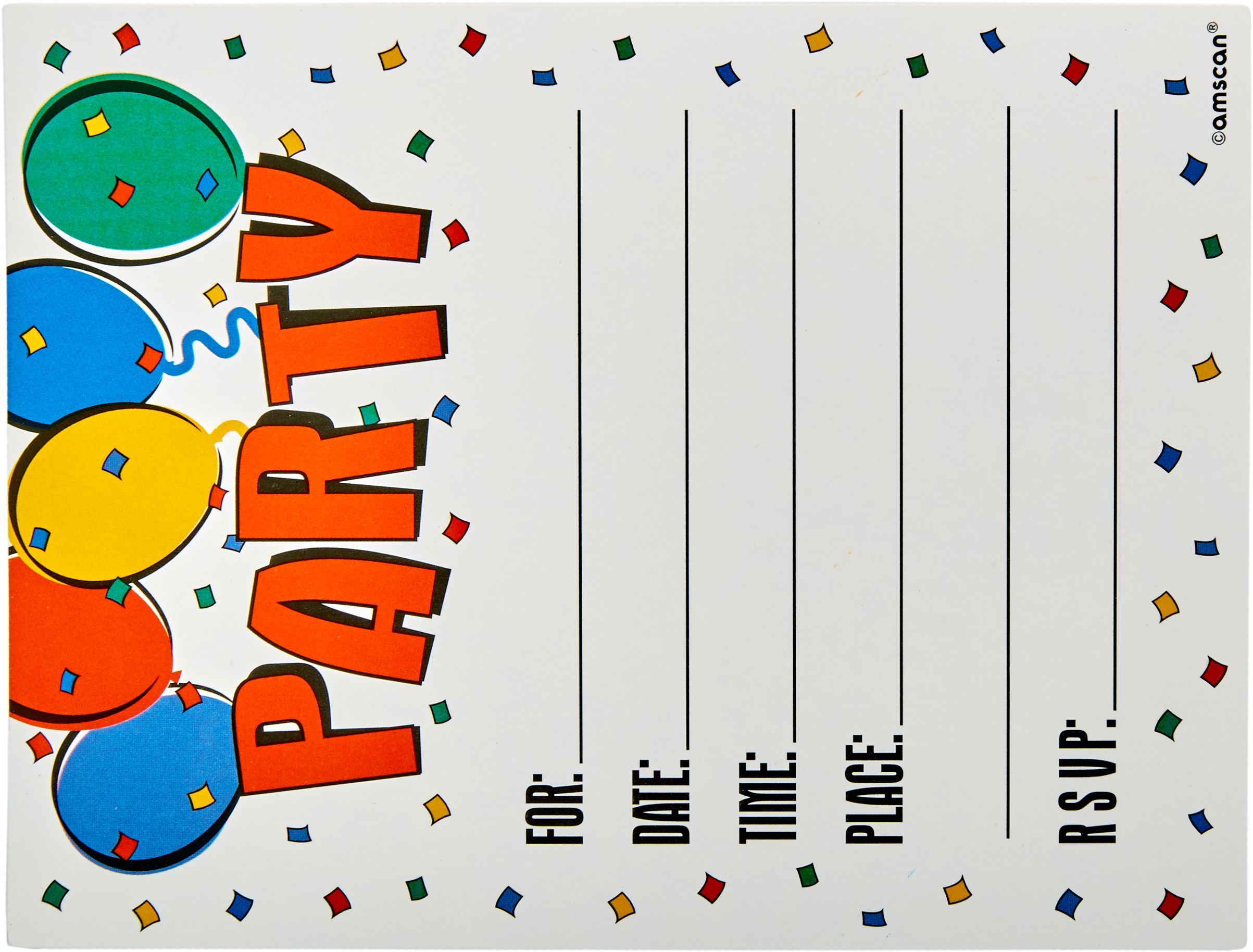 Balloon Party Folded Invitations, 8-pk Overhead_Flat