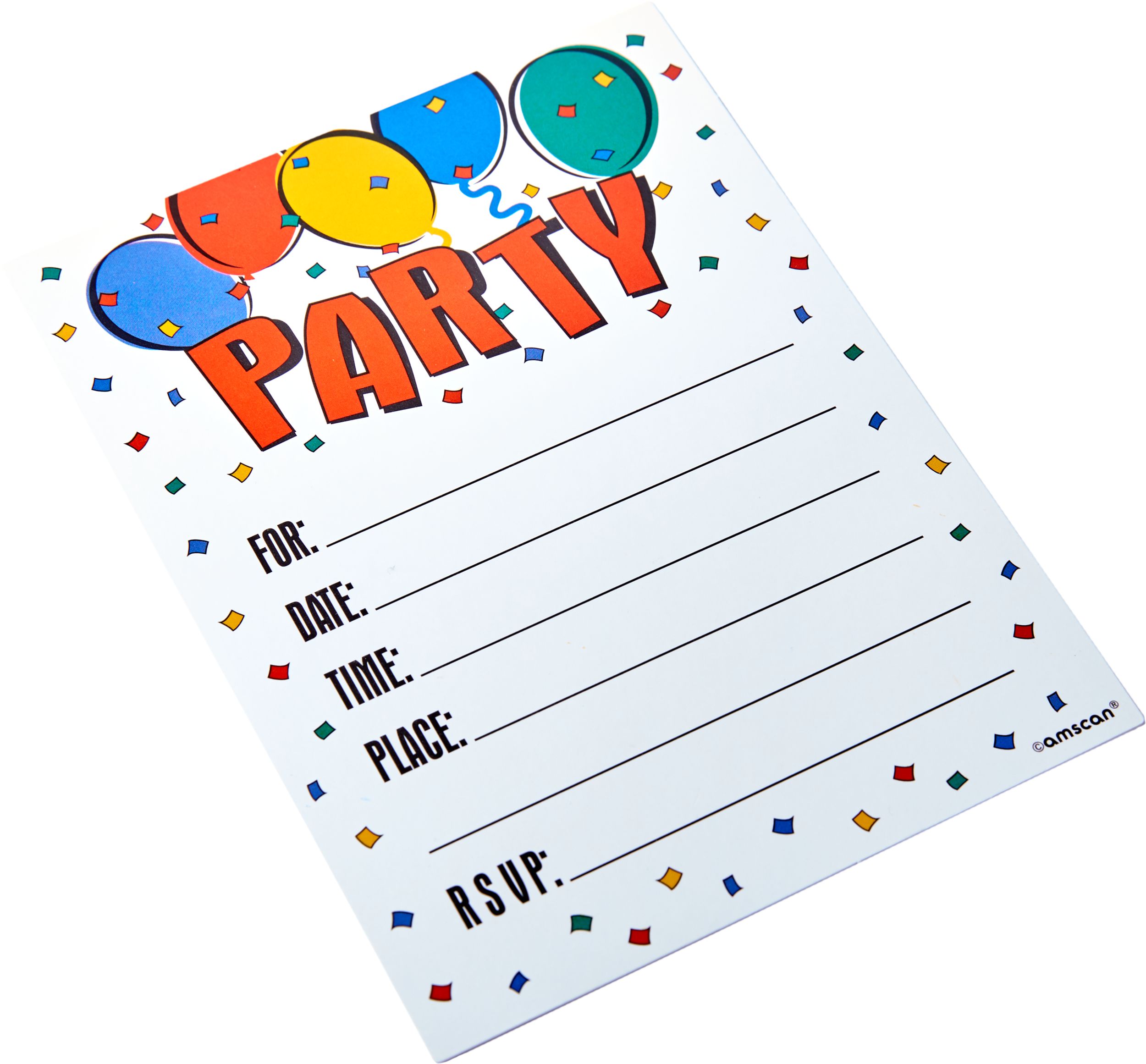 Balloon Party Folded Invitations, 8-pk Overhead_Flat