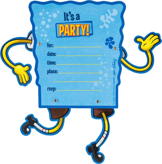 Large SpongeBob Invitations, 8-pk Front_Flat