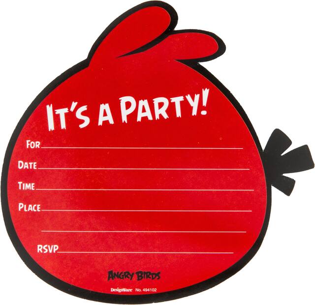 Large Angry Birds Invitations, 8-pk Front_Flat