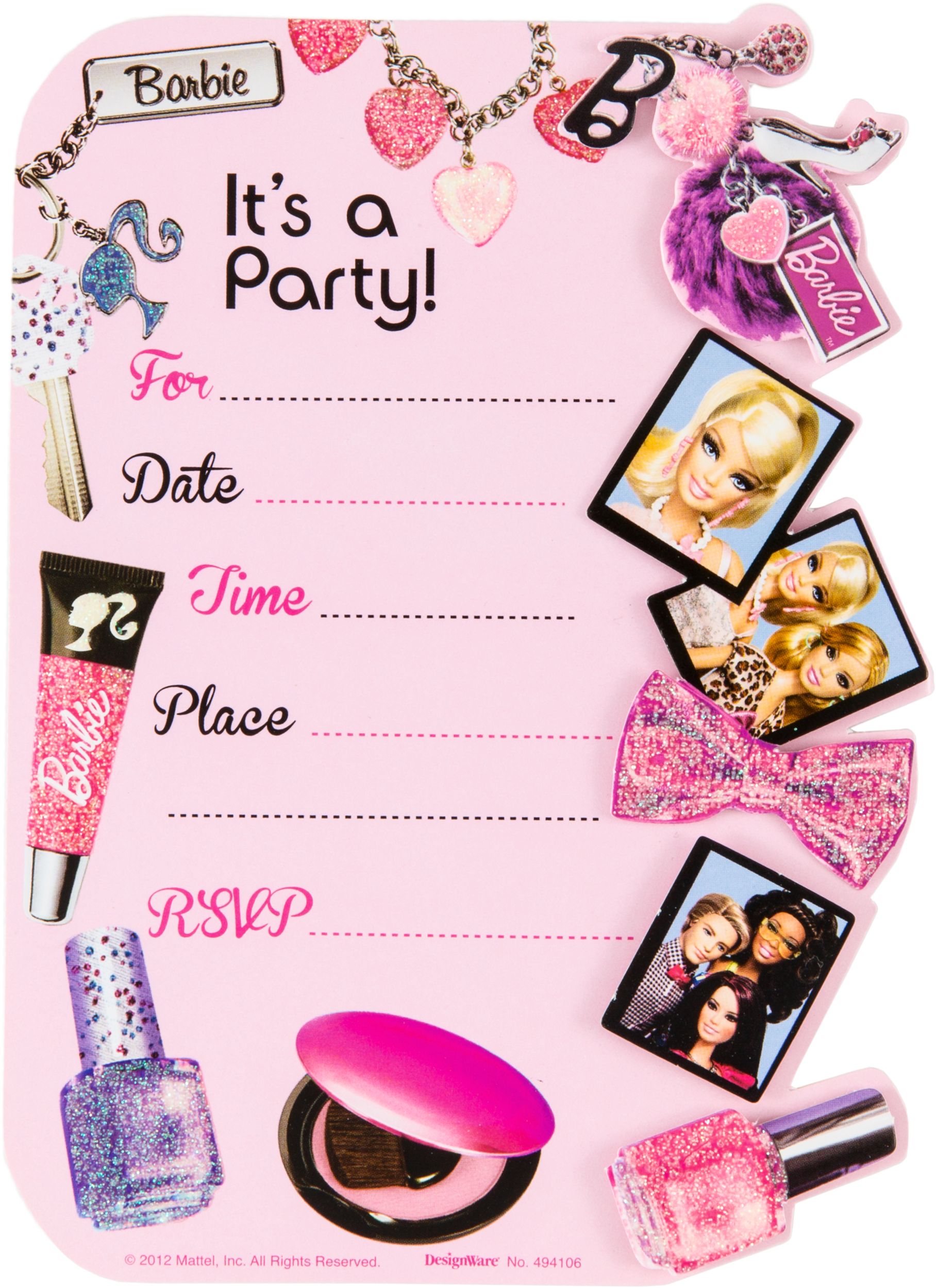 Large Barbie Invitations, 8-pk Front_Flat