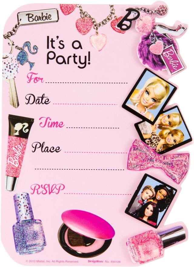 Large Barbie Invitations, 8-pk Front_Flat