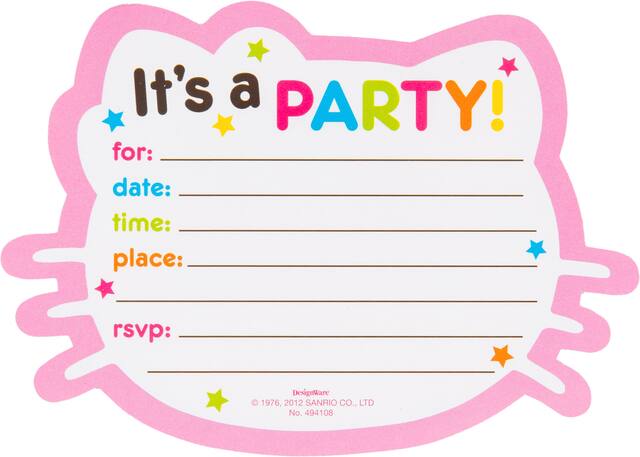 Invitations grand format Hello Kitty, paq. 8 Front_Flat