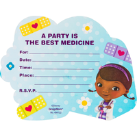 Invitations scintillantes 3D Docteur La Peluche de qualité supérieure, paq. 8 Front_Flat