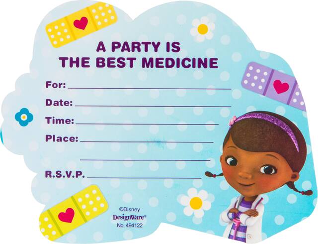 Premium Glitter 3D Doc McStuffins Invitations, 8-pk Front_Flat